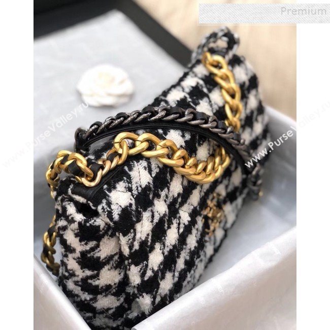 Chanel 19 Large Houndstooth Tweed Flap Bag AS1161 Black/White 2019 (YD-9110412)
