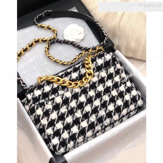 Chanel 19 Large Houndstooth Tweed Flap Bag AS1161 Black/White 2019 (YD-9110412)