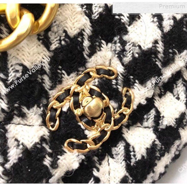 Chanel 19 Large Houndstooth Tweed Flap Bag AS1161 Black/White 2019 (YD-9110412)