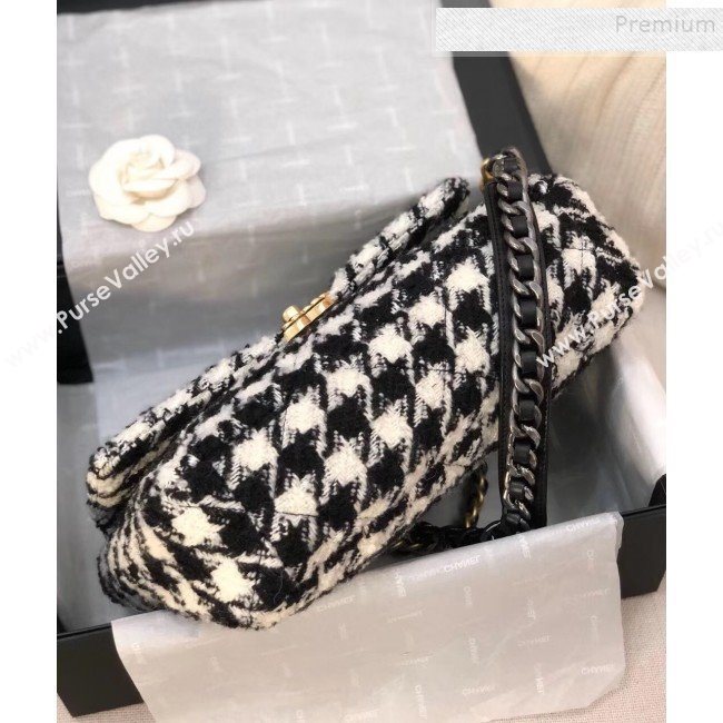 Chanel 19 Large Houndstooth Tweed Flap Bag AS1161 Black/White 2019 (YD-9110412)