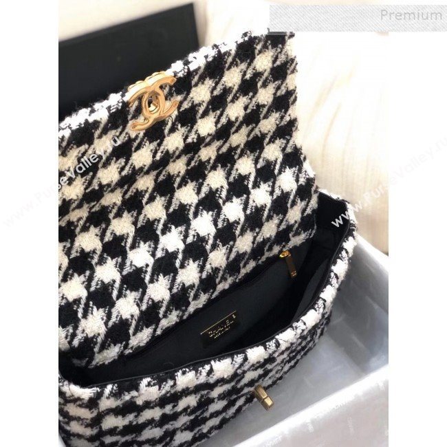 Chanel 19 Large Houndstooth Tweed Flap Bag AS1161 Black/White 2019 (YD-9110412)