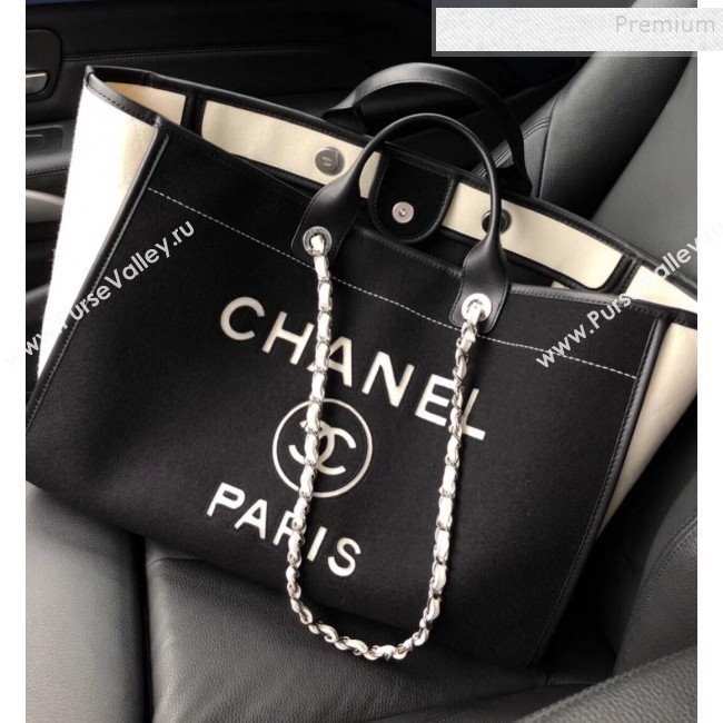 Chanel Deauville Wool Felt Large Shopping Bag A93786 White 2019 (JIYUAN-9110424)