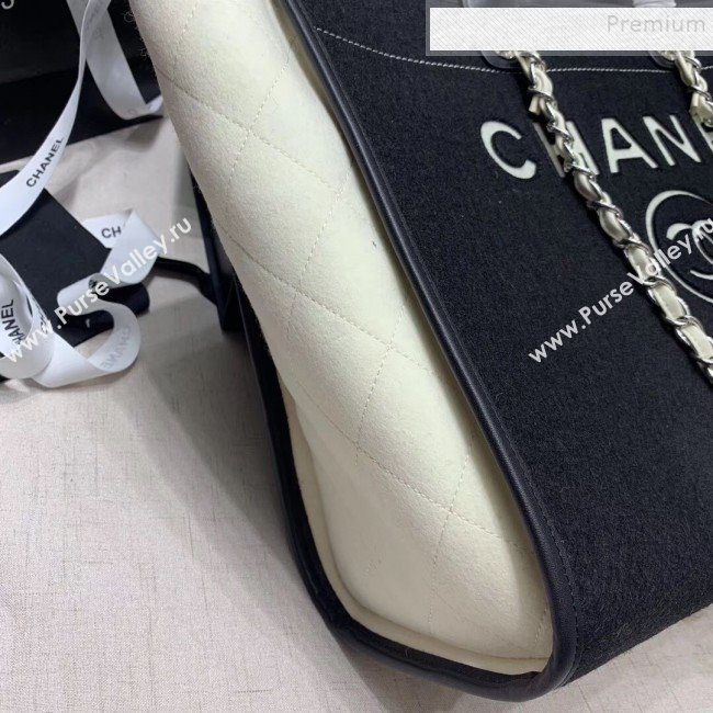 Chanel Deauville Wool Felt Medium Shopping Bag A93786 Black 2019 (JIYUAN-9110423)