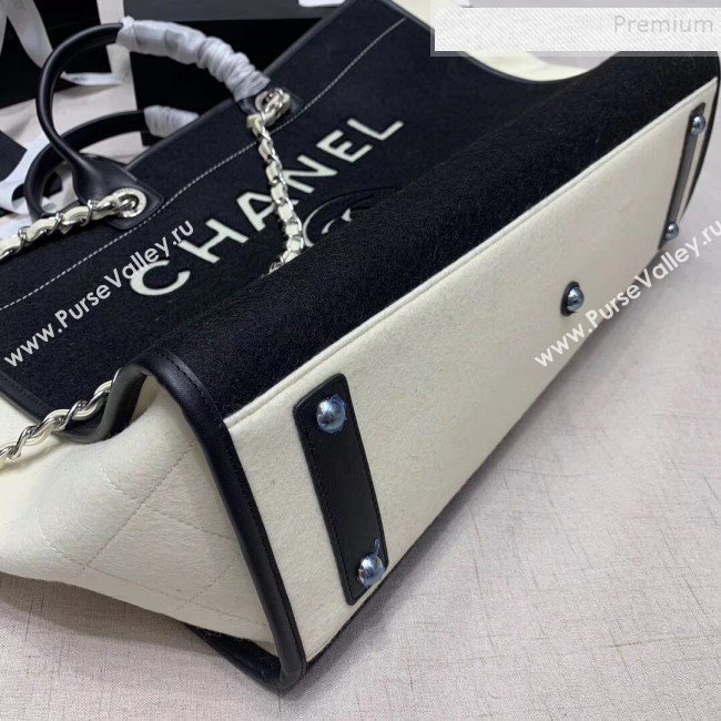 Chanel Deauville Wool Felt Medium Shopping Bag A93786 Black 2019 (JIYUAN-9110423)