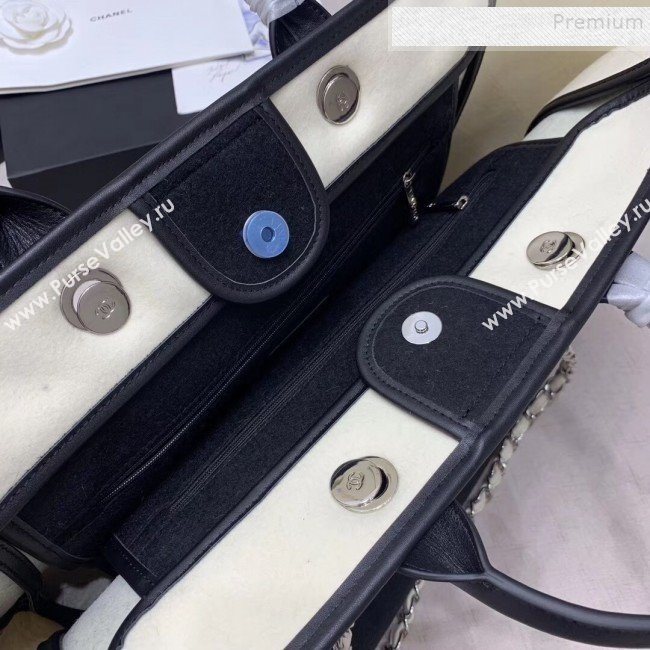 Chanel Deauville Wool Felt Medium Shopping Bag A93786 Black 2019 (JIYUAN-9110423)