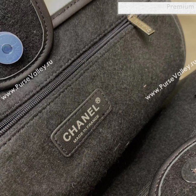 Chanel Deauville Wool Felt Medium Shopping Bag A93786 Black 2019 (JIYUAN-9110423)