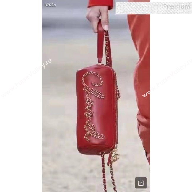 Chanel Calfskin Barrel Clutch/Crossbodody Bag AS1531 Red 2019 (FM-9110431)