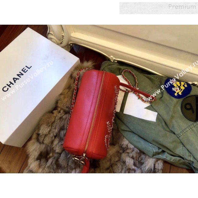 Chanel Calfskin Barrel Clutch/Crossbodody Bag AS1531 Red 2019 (FM-9110431)