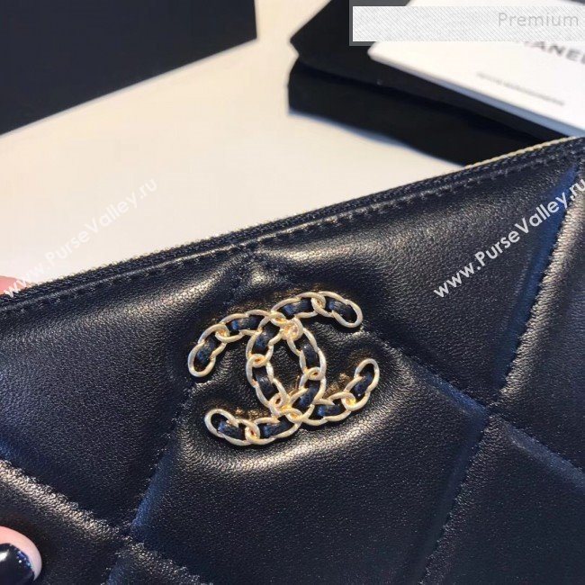 Chanel 19 Goatskin Long Zipped Wallet AP1063 Black 2019 (KAIS-9110724)