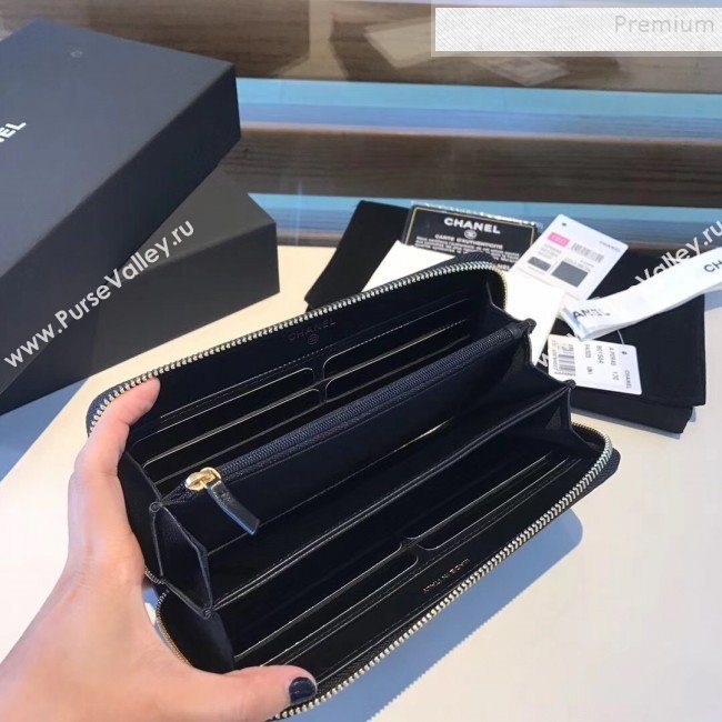 Chanel 19 Goatskin Long Zipped Wallet AP1063 Black 2019 (KAIS-9110724)