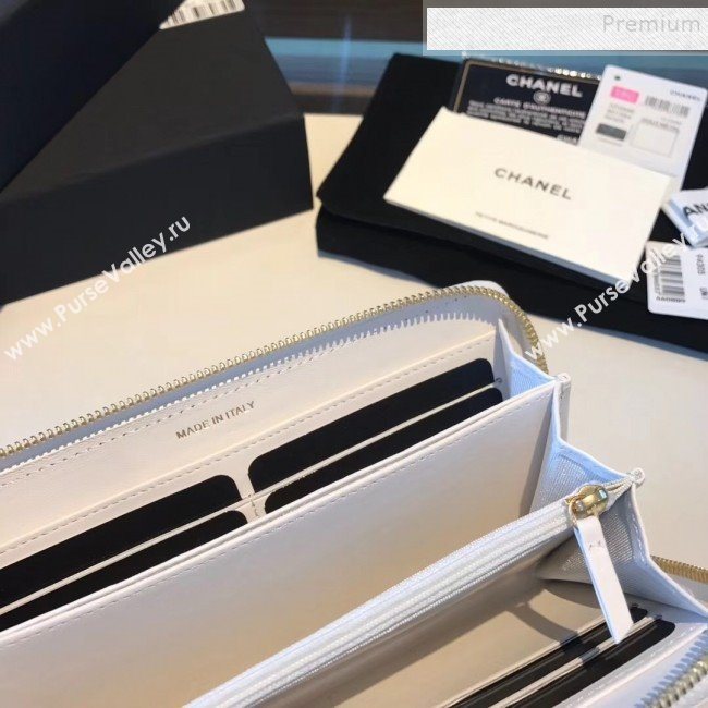 Chanel 19 Goatskin Long Zipped Wallet AP1063 White 2019 (KAIS-9110728)