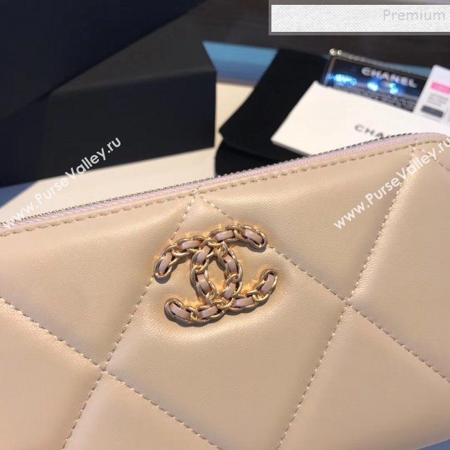 Chanel 19 Goatskin Long Zipped Wallet AP1063 Apricot 2019 (KAIS-9110727)