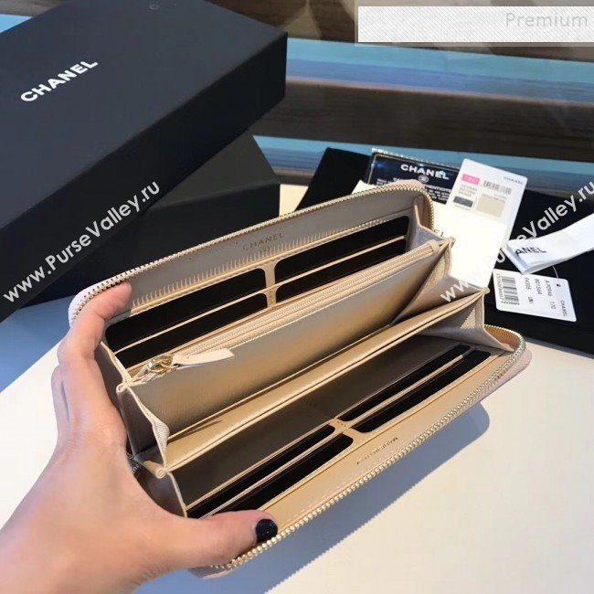 Chanel 19 Goatskin Long Zipped Wallet AP1063 Apricot 2019 (KAIS-9110727)