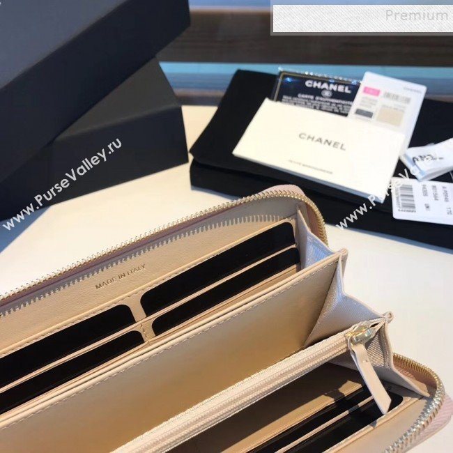 Chanel 19 Goatskin Long Zipped Wallet AP1063 Apricot 2019 (KAIS-9110727)