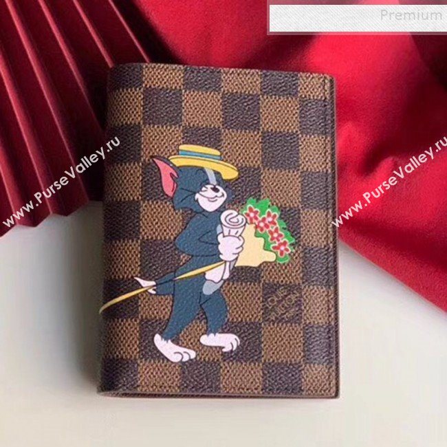 Louis Vuitton Damier Ebene Canvas Tom and Jerry Print Passport Cover N64411 2019 (KIKI-9110803)