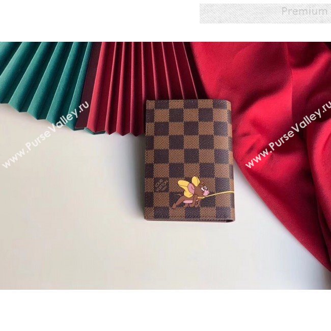 Louis Vuitton Damier Ebene Canvas Tom and Jerry Print Passport Cover N64411 2019 (KIKI-9110803)