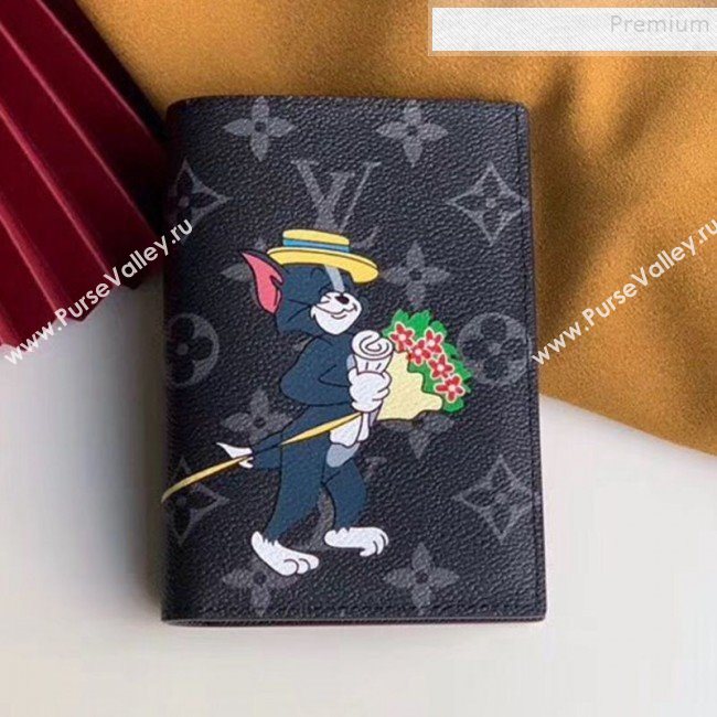 Louis Vuitton Monogram Eclipse Canvas Tom and Jerry Print Passport Cover M64411 2019 (KIKI-9110805)