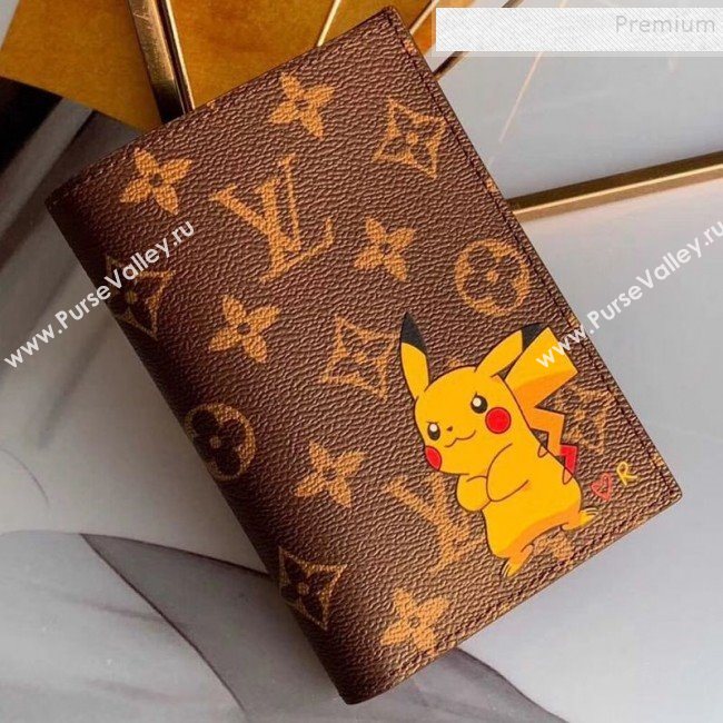 Louis Vuitton Monogram Canvas Pikachu Print Passport Cover M64411 Coffee 2019 (KIKI-9110809)