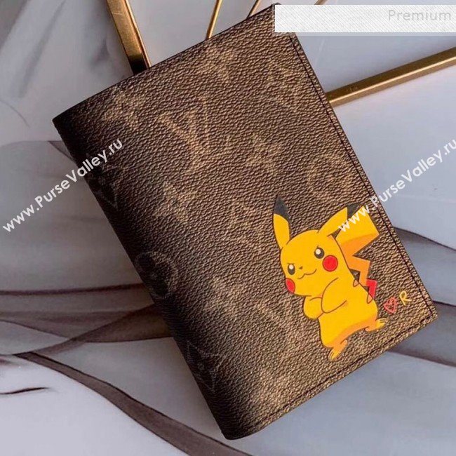 Louis Vuitton Monogram Eclipse Canvas Pikachu Print Passport Cover M64411 2019 (KIKI-9110808)