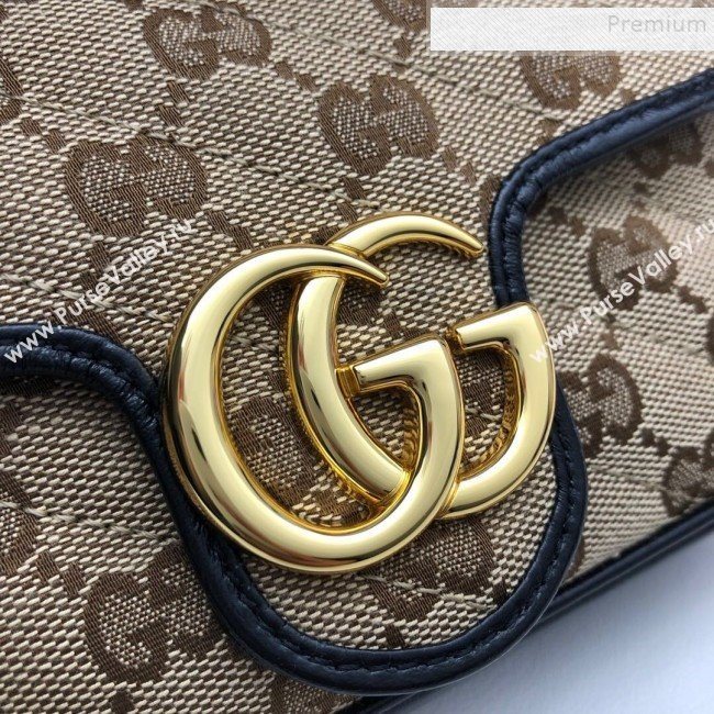 Gucci GG Marmont Canvas Super Mini Bag 574969 Beige/Black 2019 (DLH-9110819)