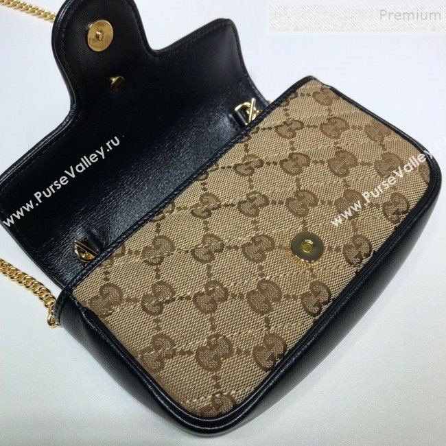 Gucci GG Marmont Canvas Super Mini Bag 574969 Beige/Black 2019 (DLH-9110819)