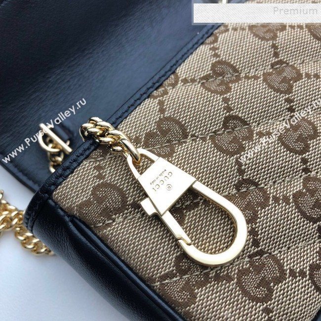 Gucci GG Marmont Canvas Super Mini Bag 574969 Beige/Black 2019 (DLH-9110819)