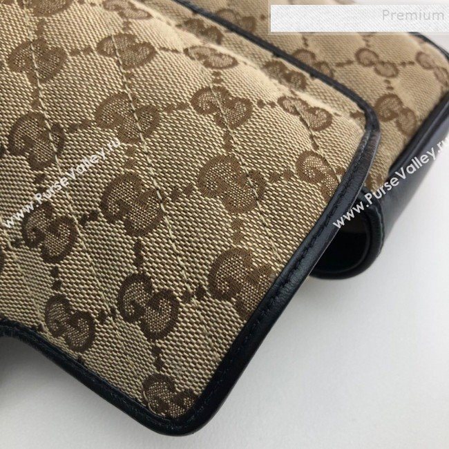 Gucci GG Marmont Canvas Super Mini Bag 574969 Beige/Black 2019 (DLH-9110819)