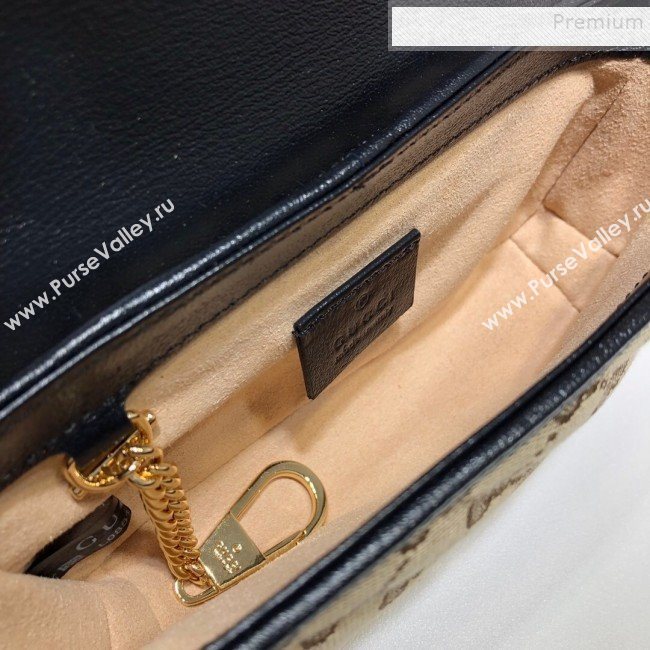 Gucci GG Marmont Canvas Super Mini Bag 574969 Beige/Black 2019 (DLH-9110819)