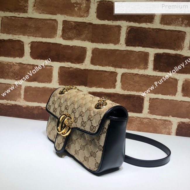 Gucci GG Marmont Canvas Mini Bag ‎446744 Beige/Black 2019 (DLH-9110820)