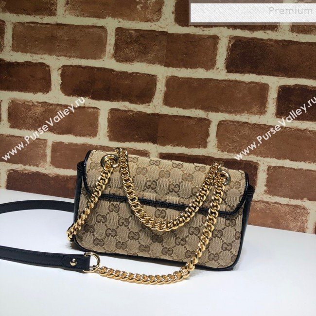 Gucci GG Marmont Canvas Mini Bag ‎446744 Beige/Black 2019 (DLH-9110820)