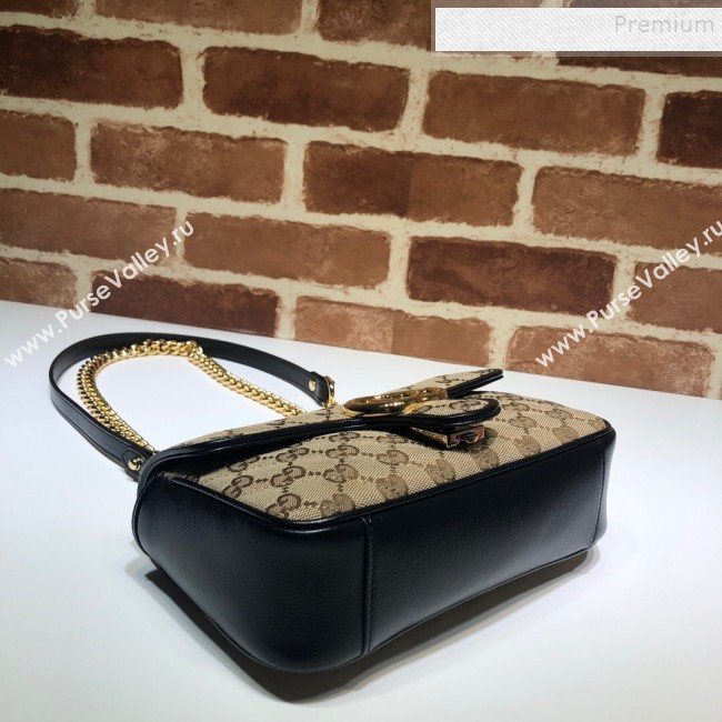 Gucci GG Marmont Canvas Mini Bag ‎446744 Beige/Black 2019 (DLH-9110820)