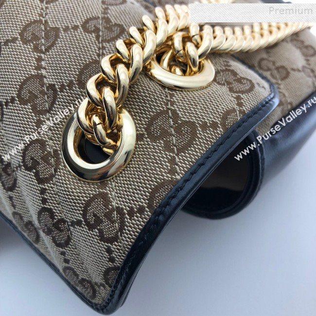 Gucci GG Marmont Canvas Mini Bag ‎446744 Beige/Black 2019 (DLH-9110820)