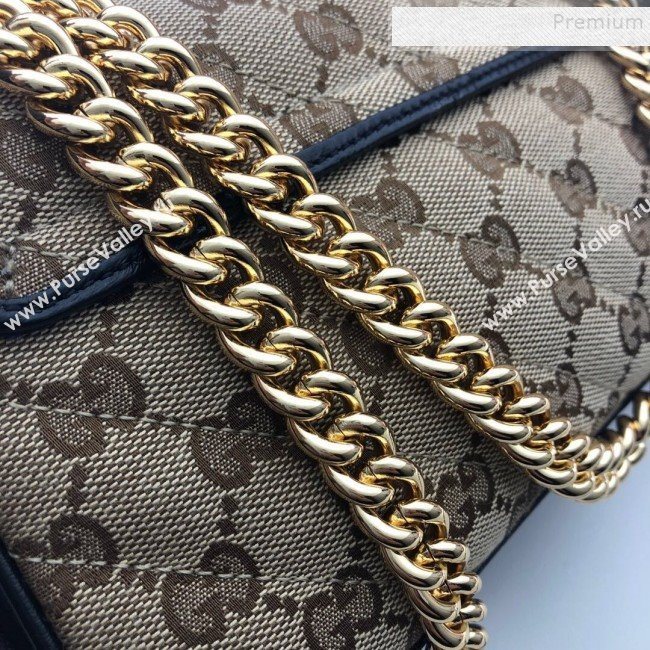 Gucci GG Marmont Canvas Mini Bag ‎446744 Beige/Black 2019 (DLH-9110820)