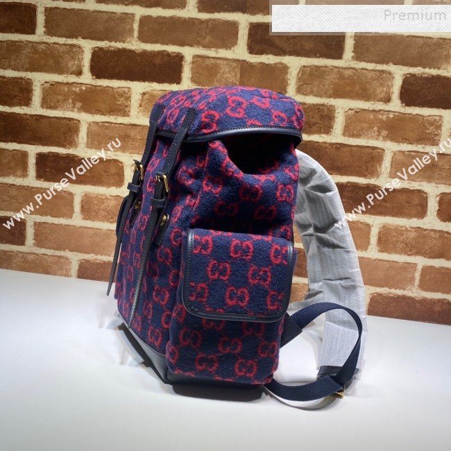 Gucci Small GG Wool Backpack ‎598184 Blue/Red 2020 (DLH-9110821)