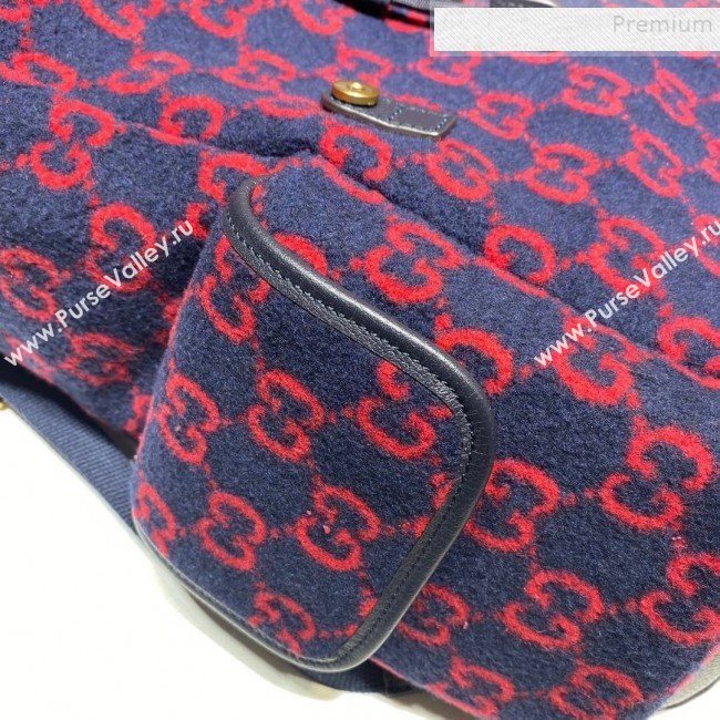 Gucci Small GG Wool Backpack ‎598184 Blue/Red 2020 (DLH-9110821)