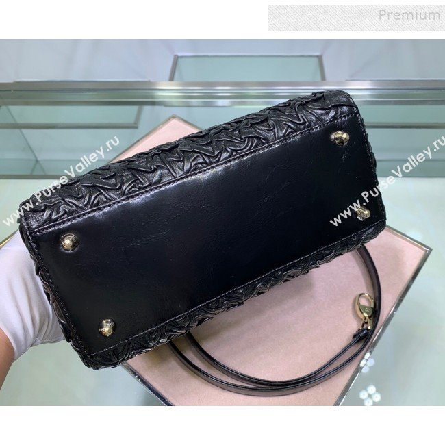 Dior Lady Dior Medium Bag in Pleated Wave Leather Black 2019 (XYD-9110825)