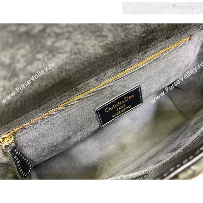 Dior Lady Dior Medium Bag in Pleated Wave Leather Black 2019 (XYD-9110825)