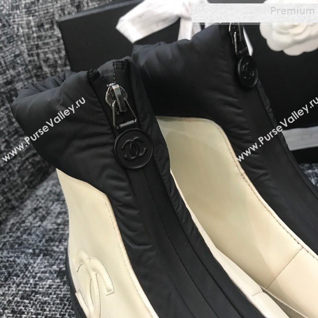 Chanel Calfskin Wool Zip Flat Short Boots White 2019 (ANDI-9110632)