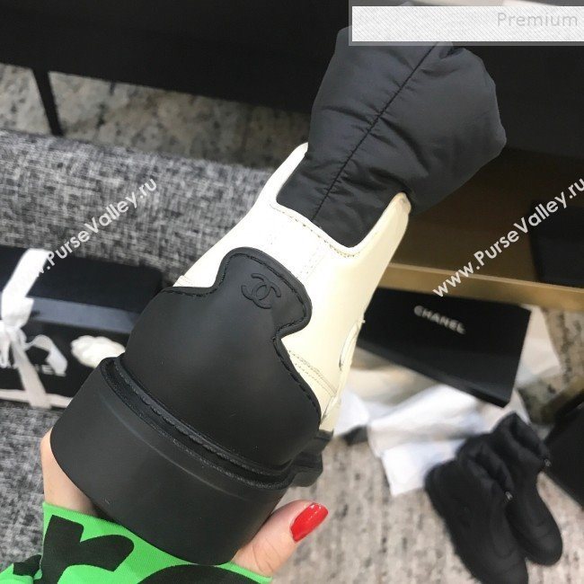 Chanel Calfskin Wool Zip Flat Short Boots White 2019 (ANDI-9110632)