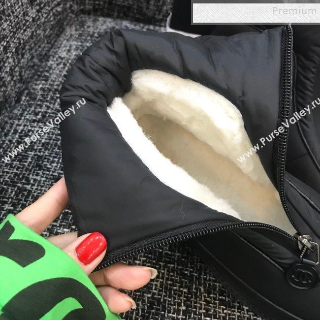 Chanel Calfskin Wool Zip Flat Short Boots Black 2019 (ANDI-9110633)