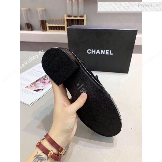 Chanel Fabric and Patent Leather Chain Loafers G35317 Black 2019 (MD-9110919)