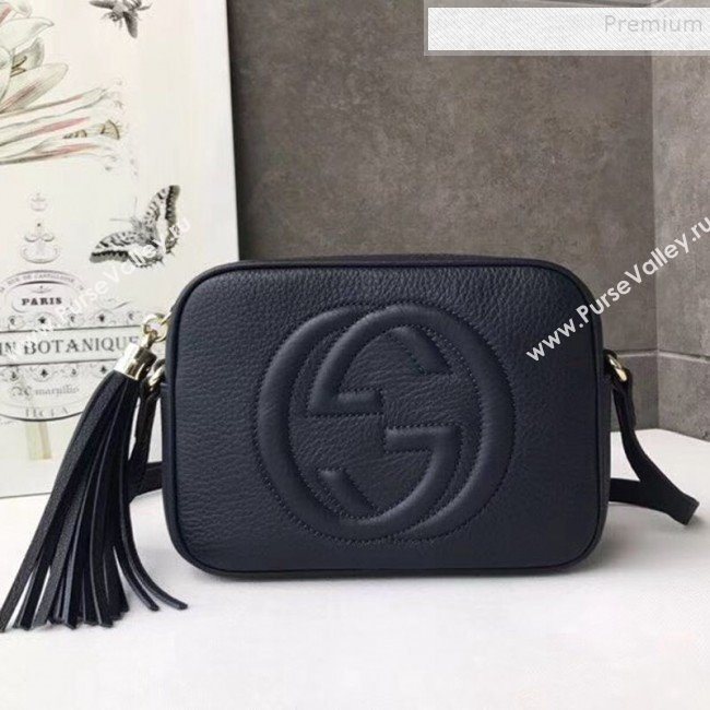 Gucci Soho Small Leather Interlocking G Tassel Disco Camera Bag 308364 Dark Blue 2019 (DLH-9110617)