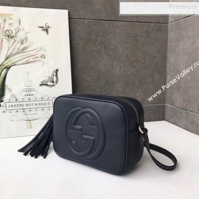 Gucci Soho Small Leather Interlocking G Tassel Disco Camera Bag 308364 Dark Blue 2019 (DLH-9110617)