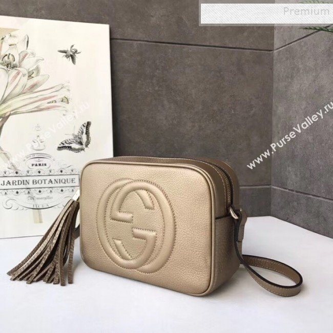 Gucci Soho Small Leather Interlocking G Tassel Disco Camera Bag 308364 Champagne Gold 2019 (DLH-9110618)
