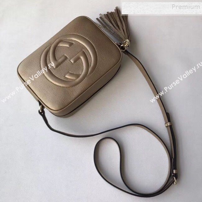 Gucci Soho Small Leather Interlocking G Tassel Disco Camera Bag 308364 Champagne Gold 2019 (DLH-9110618)