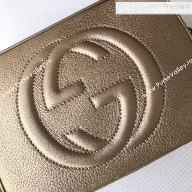 Gucci Soho Small Leather Interlocking G Tassel Disco Camera Bag 308364 Champagne Gold 2019 (DLH-9110618)
