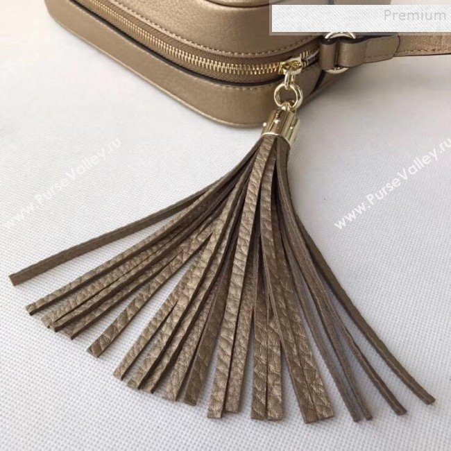 Gucci Soho Small Leather Interlocking G Tassel Disco Camera Bag 308364 Champagne Gold 2019 (DLH-9110618)