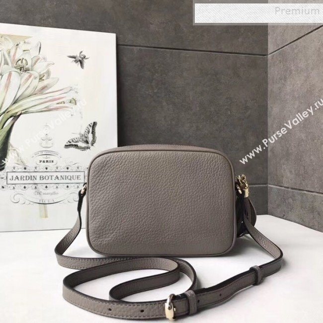 Gucci Soho Small Leather Interlocking G Tassel Disco Camera Bag 308364 Light Grey 2019 (DLH-9110619)