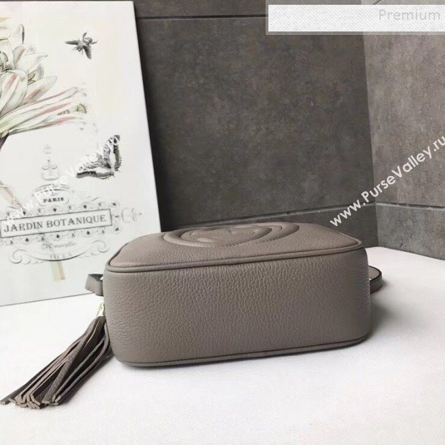 Gucci Soho Small Leather Interlocking G Tassel Disco Camera Bag 308364 Light Grey 2019 (DLH-9110619)