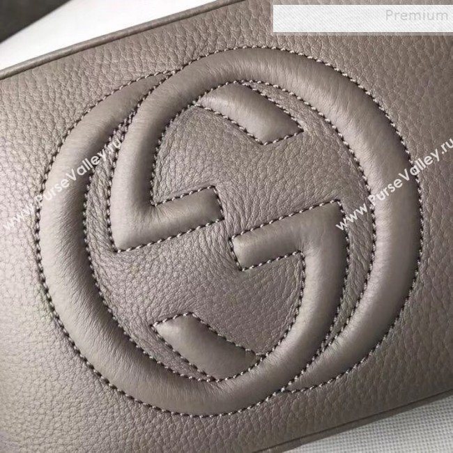 Gucci Soho Small Leather Interlocking G Tassel Disco Camera Bag 308364 Light Grey 2019 (DLH-9110619)